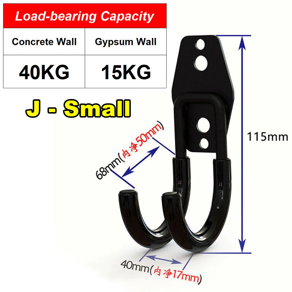 Heavy Duty Metal Hook Garage Organizer Steel Wall Mount Anti-slip Bicycle Hanger Hooks Ladders Bulky Items Storage Garden Tool