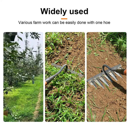 4/5/6/7 Teeth Carbon Steel Garden Hand Rake Farm Tool Weeding Scarifier Agricultural Nail Harrow Metal Harrow Garden WeedingTool