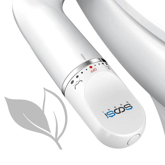 SOOSI Toilet Seat Bidet Attachment Ultra-Slim Double Nozzle Adjustable Water Pressure Non-Electric Ass Sprayer
