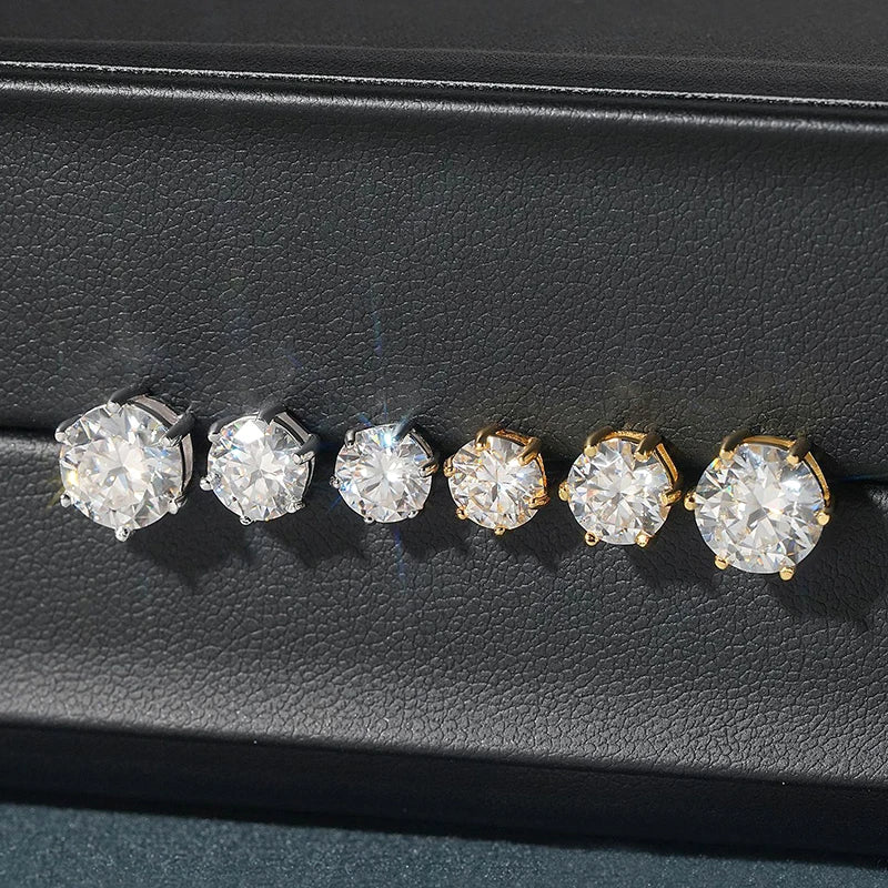 HOT Moissanite S925 Sterling Silver Stud Earrings For Women And Men With 2 Certificates Pass Diamond Test Pen Fine Jewelry
