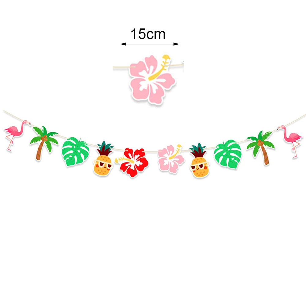 Hawaiian Party Photo Props Decorations Summer Beach Tropical Flamingo Party Supplies Aloha Banner Hawaiian Party DIY Supplies
