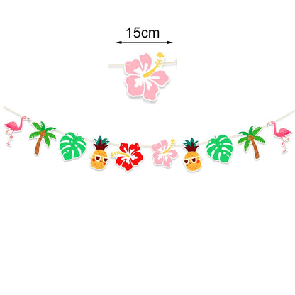 Hawaiian Party Photo Props Decorations Summer Beach Tropical Flamingo Party Supplies Aloha Banner Hawaiian Party DIY Supplies