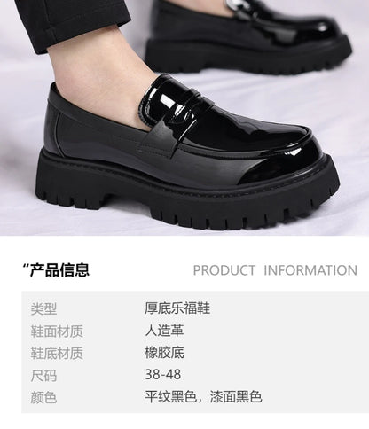 Black Platform Loafers Slip On Chunky Sole Casual Dress Shoes Comfortable Fashion Footwear For All Match For Daily Wear Office