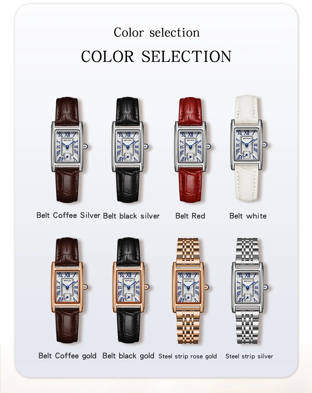 SANDA Top Fashion 1116 Women's Watch Elegant Design Rectangular Dial Waterproof Quartz Movement Business Women's Quartz Watch