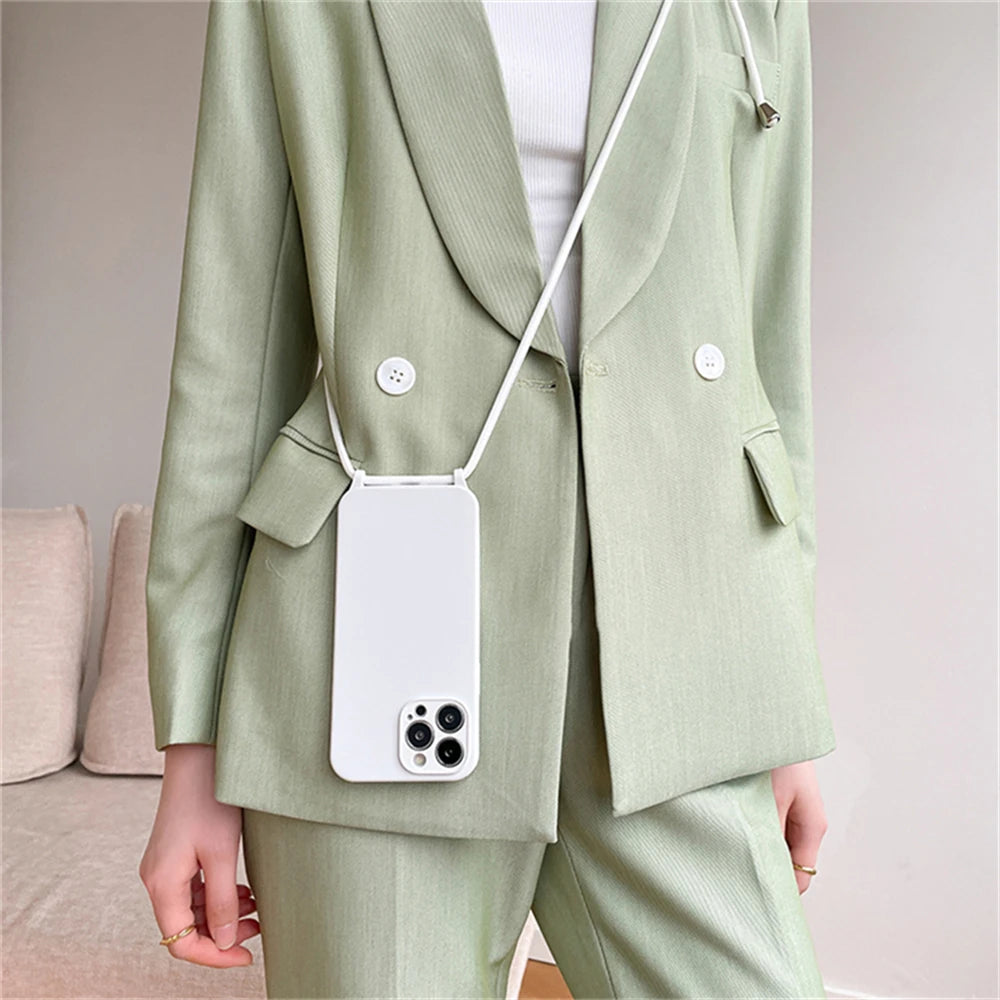 Crossbody Necklace Lanyard Cord Strap Liquid Silicone Case For iPhone 17 16 15 13 11 12 14 Pro Max XS XR X Plus Soft Candy Cover