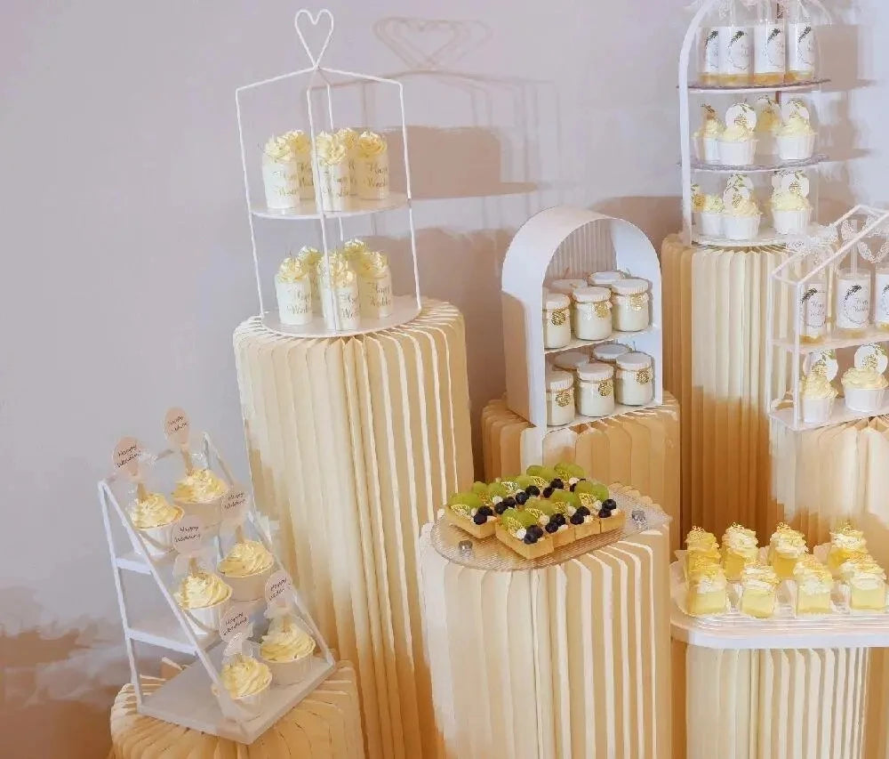 Folding Paper Roman Column Ornaments Party Wedding DIY Decoration  Dessert Cake Table Stand Columns  Decoration Display Stand