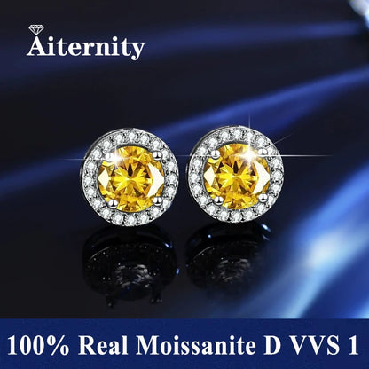 HOT Moissanite S925 Sterling Silver Stud Earrings For Women And Men With 2 Certificates Pass Diamond Test Pen Fine Jewelry