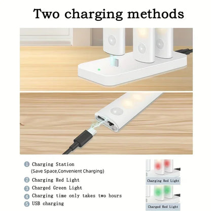 Under Cabinet Lights 1/3/5/6pcs, Motion Sensor Rechargeable  Battery Operated 2 Colors LED Light  for  Closet, Kitchen, Bathroom