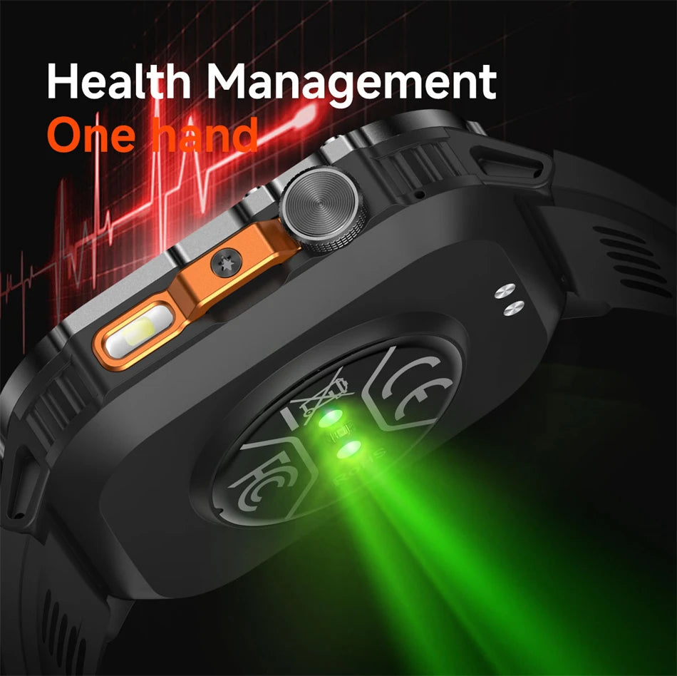2026 New 1200 mAh Battery Military Smartwatch Men 5ATM Waterproof Fitness Tracker Health Heart Rate Smart Watch For iOS Android
