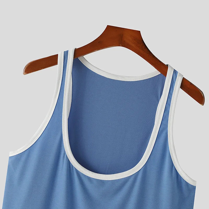 Summer Men's Skinny Gym Tank Tops Leisure Popular Sleeveless Sportwear Fashion Well Fitting Patchwork Bodybuilding Vest S-2XL