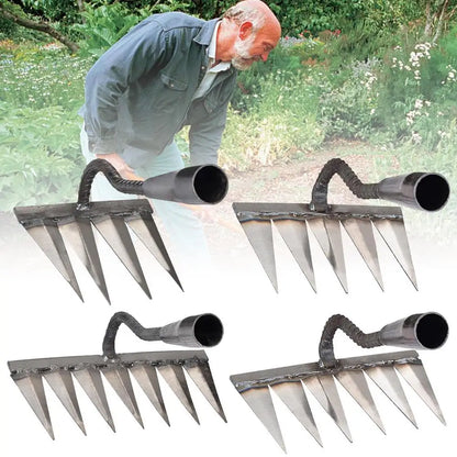 4/5/6/7 Teeth Carbon Steel Garden Hand Rake Farm Tool Weeding Scarifier Agricultural Nail Harrow Metal Harrow Garden WeedingTool