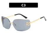 Riveted Rimless Rectangle Sunglasses — view 8