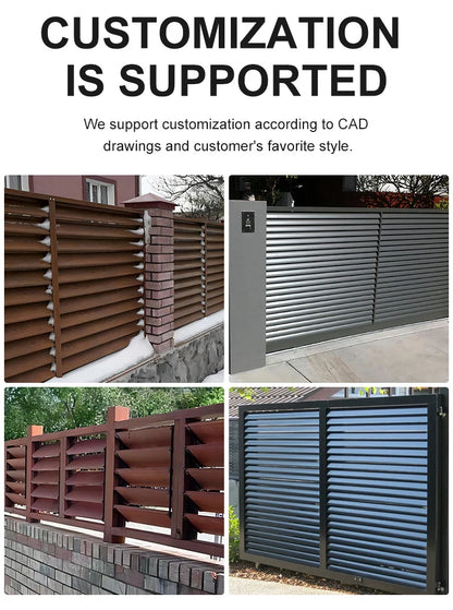 Outdoor Aluminum Louver Fence Panels Modern Design Privacy Security Fencing Heavy Duty Garden Yard Fence Customizable