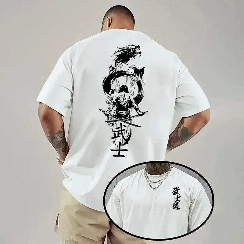 Japan Bushido Print T-shirt for Man 2026 Spring Summer Daily Casual Fashion Short Sleeve Top Male Home Outdoor Comfort Cool Tees