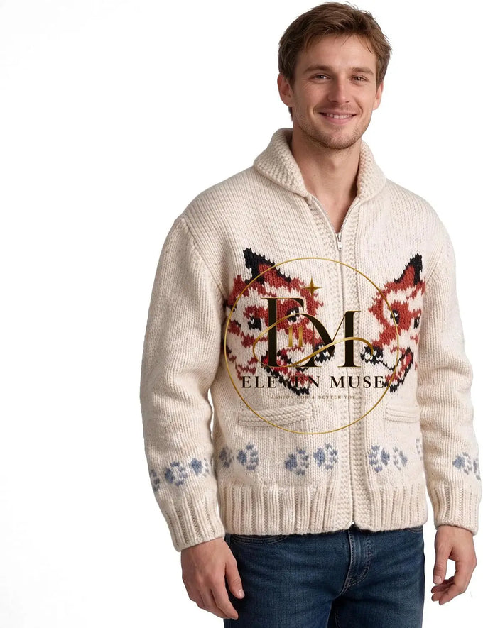 Men's Fox Graphic Knit Cardigan — product image