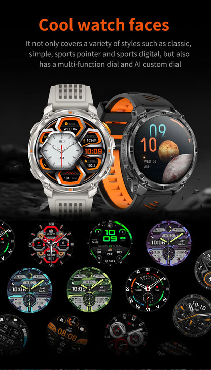 2026 T-Rex3 Ultra 1100mAh Battery 170+Sport Fitness LED Flashlight IP68 Waterproof Bluetooth call GPS track Smartwatch Compass