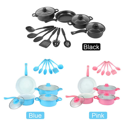 12Pcs Non Stick Cookware Set Milk Pot Maifan Stone Frying Pan with Lid Cooking Pot Set Stackable Pot Set for All Hob
