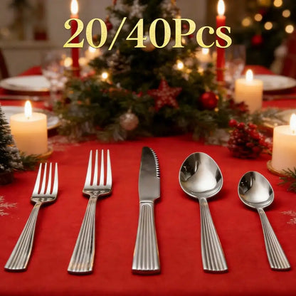 HANSMART 40pcs Premium Stainless Steel Silverware, Essential Dining Collection For Family Dinners & Holiday Celebrations