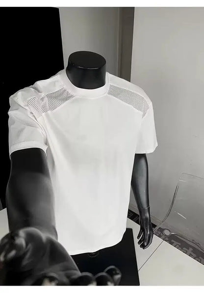 American style cleanfit shoulder cut deconstruction short sleeved T-shirt men and women's trendy boxy cool ins fashionable and h