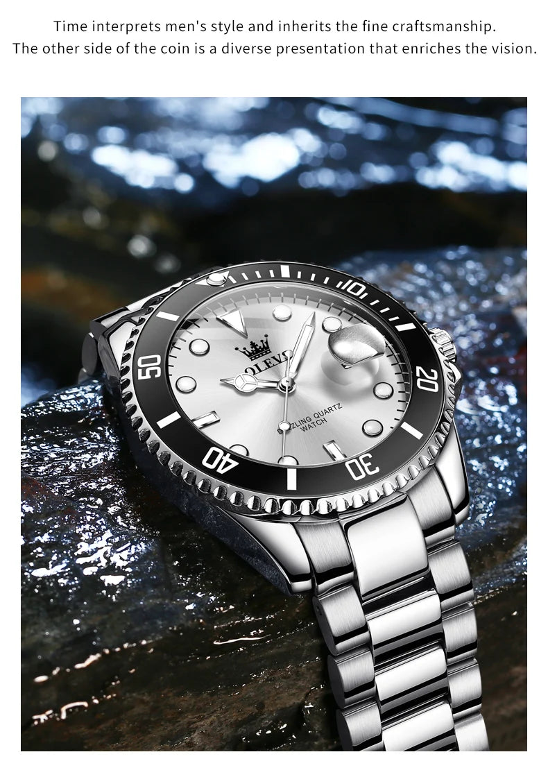 OLEVS Watches 5885 Mens Watch Original High Quality Quartz Watch Waterproof Luminous Calendar  Watches For Men Box Gifts Reloj