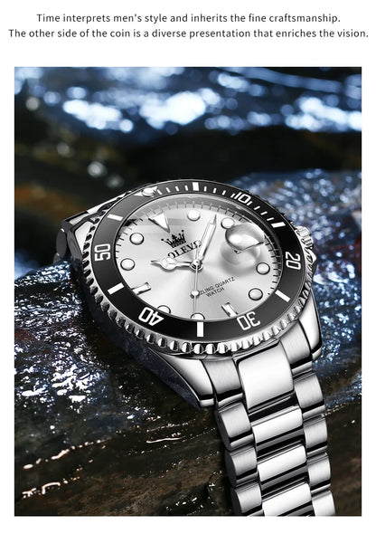 OLEVS Watches 5885 Mens Watch Original High Quality Quartz Watch Waterproof Luminous Calendar  Watches For Men Box Gifts Reloj