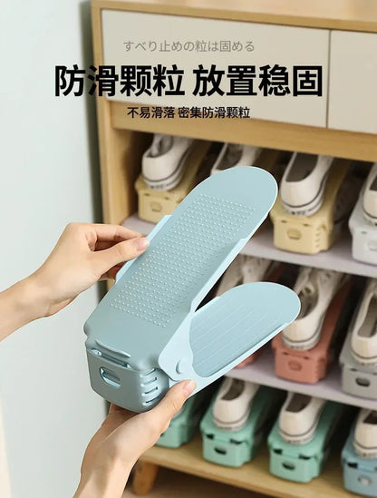 New 10Pcs Shoe Stacker Adjustable Shoe Slots Organizer Shoes Slots Space Saver Double Deck Rack Holder For Closet Organization