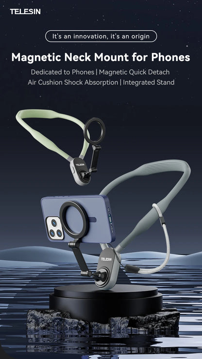 TELESIN Silicone Magnetic Quick Release Neck Mount Hold for Iphone 15 14 13 12 11 SAMSUNG HUAWEI XIAOMI Smart Phone Accessories