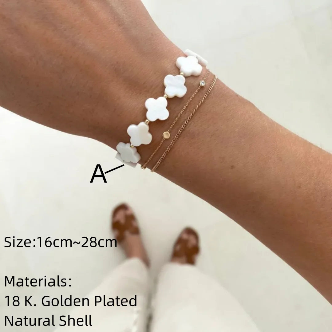 CCGOOD Boho Summer Bracelet for Women with Mother of Pearl Flower Design Beach Stackable Jewelry Pulseras Mujer