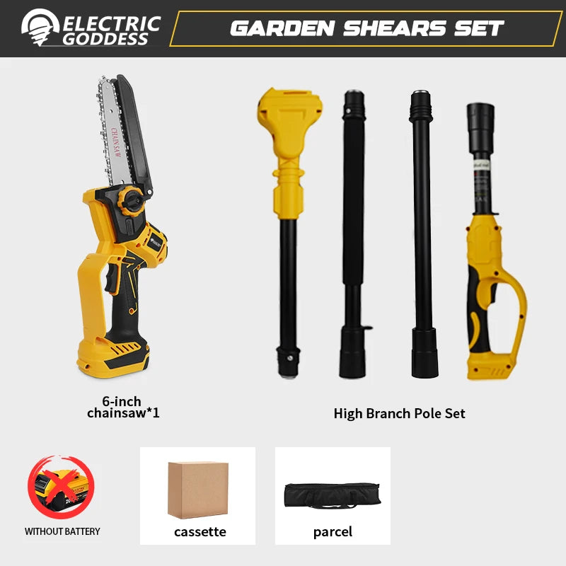 Brushless 1380W Electric Chainsaw Telescoping Pole Pruner High Branch Saw Garden Tree Pruning Tool For Dewalt 20V Battery Pin