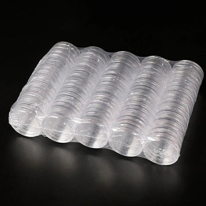 100Pcs 16-40mm Transparent Round Coin Storage Box Capsules Collection Coin Holder Containers Coin Capsule Case Supplies Gifts