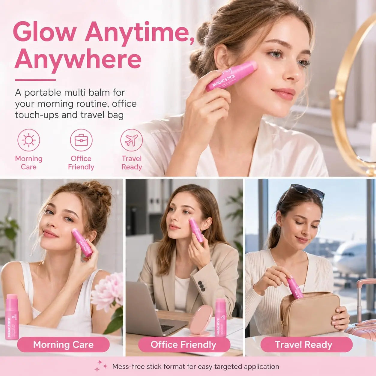 PDRN Pink Collagen Volume Multi Balm Stick Face & Body Balm for Under-Eyes, Neck, Forehead, Smile Lines,  Radiance Care K-Beauty