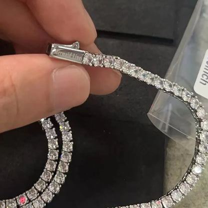 3mm 4mm 5mm 1 Row Tennis Chain Bling Zircon Copper Material Necklace Hip Hop Man and Women Iced Out Jewelry Free Engrave Name
