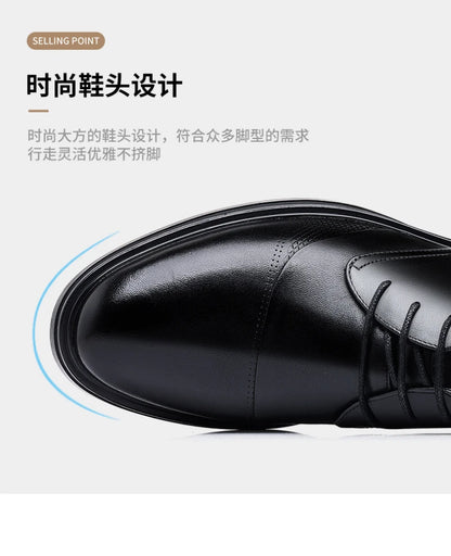 Mens Black Genuine Leather Textured Lace Up Chunky Sole Oxfords Formal Business Office Groom Wedding Daily Wear Shoes Fashion