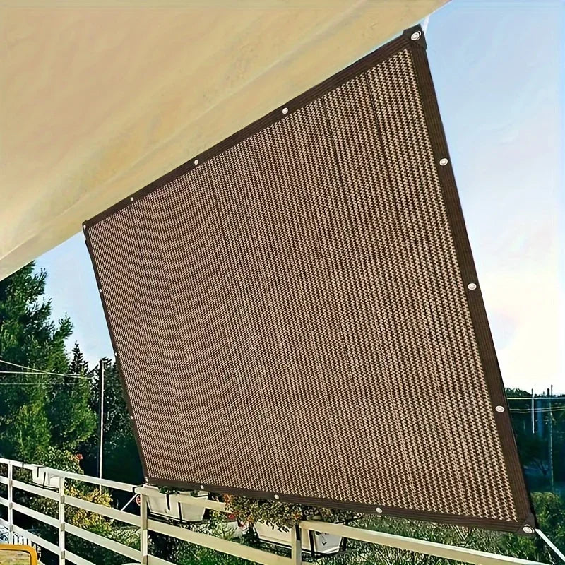 1pc 2*3/3*4m UV Protection Brown PE Shade Cloth - Durable Outdoor Sun Netting with Grommets for Travel, Picnics & Poolside