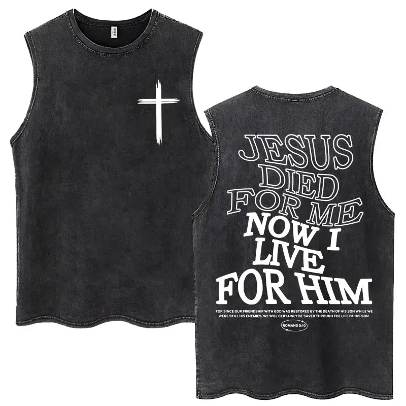 Washed Jesus Is King Christian Harajuku Vintage Tank Tops Men Women Gothic Sleeveless T-shirt Loose Summer Cotton Casual T Shirt
