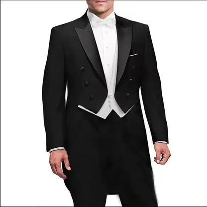 Latest Italian Tailcoat Design Men Suits Wedding Prom Sets (Jacket+Pants+Vest) Elegant Terno Male Suit Groomsmen Formal Tuxedos