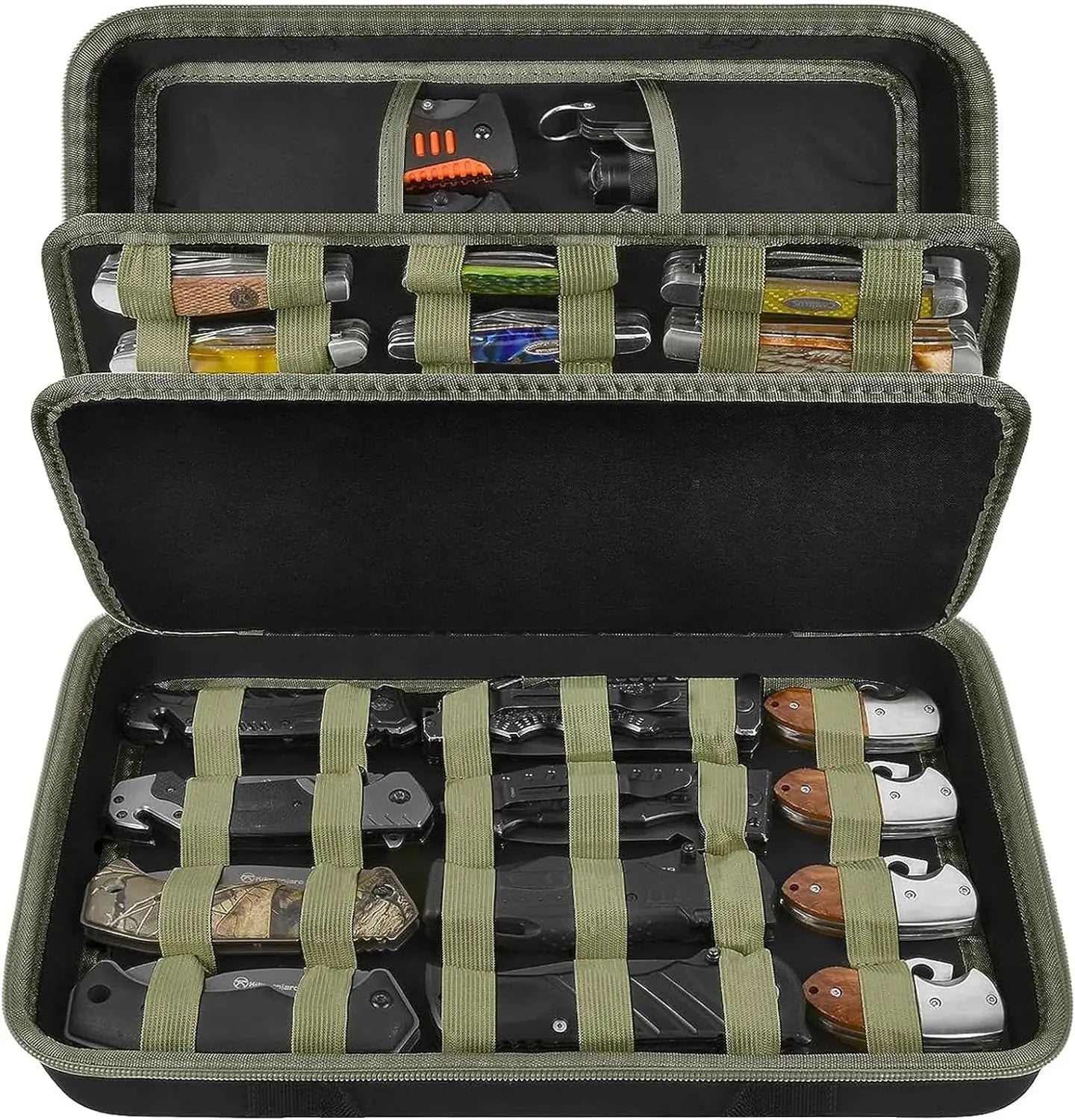 Knife Display Case for 45+ Pocket Knives, for Butterfly Knife Storage Bag, Folding Knives Organizer Holder Box
