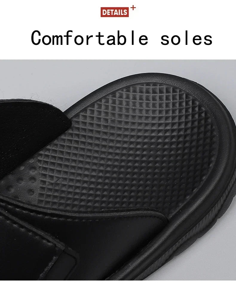 Men Slippers Shoes Solid Color Slip On Casual Beach Slides Mens Thick Sole Anti Slip Shoes for Men 2024 Summer Fashion Sandals
