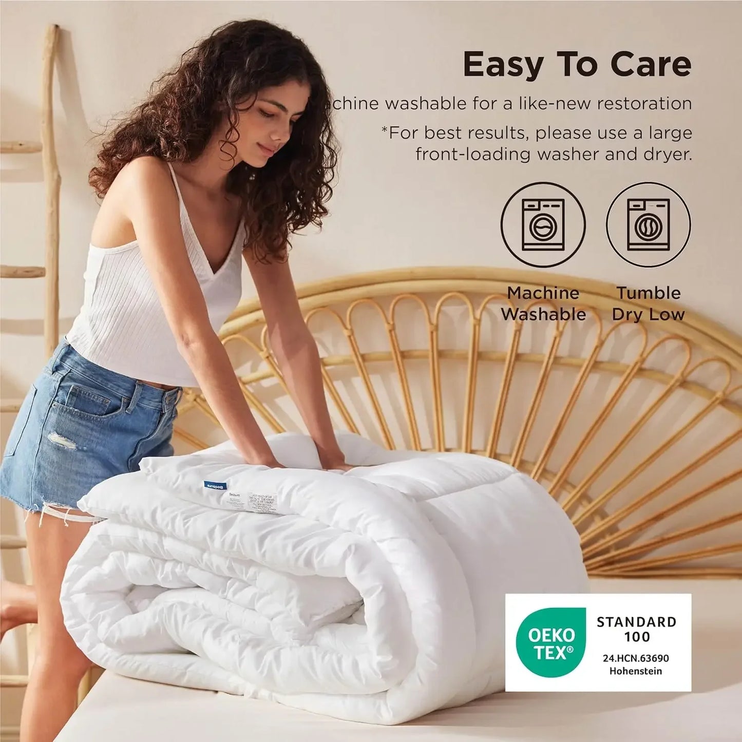 Comforter Duvet Insert - Quilted Comforters Queen Size, All Season Duvet, GentleSoft Down Alternative Bedding Blanket, with 8 Tabs, Gifts for Women/Men, White, Queen 88 x 88 Inches