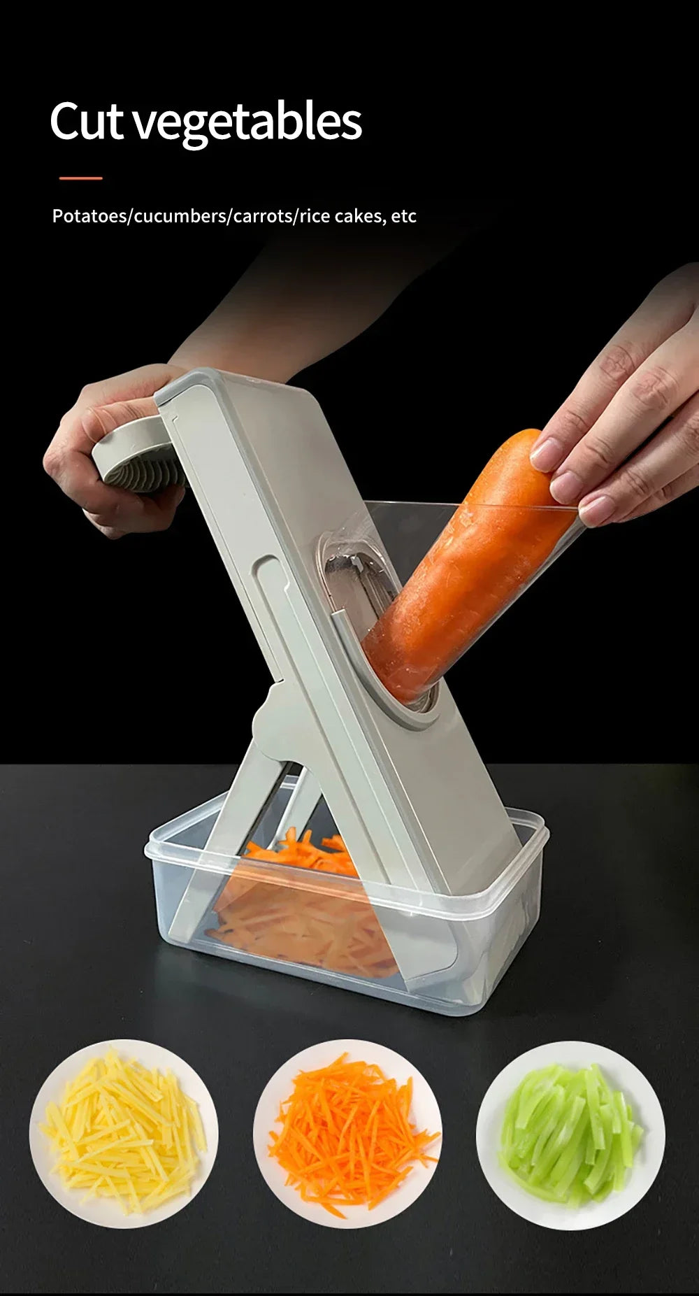 Slicer Safe Mandoline Vegetable Cutter Veggie Dicer Slicer for Julienne French Fry and Potato Get Storage Box with Lid