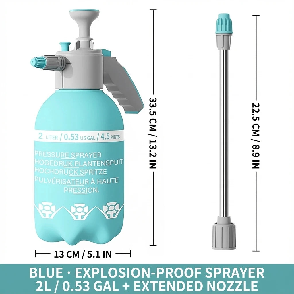 2L Hand Pressure Water Sprayer Portable Garden Pump Sprayer Weeds Pest Spray Bottle Plants Sprinkler Car Wash Spray Watering Can