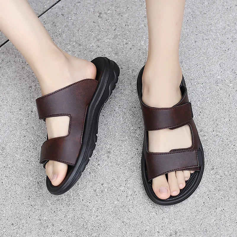 Men Slippers Shoes Solid Color Slip On Casual Beach Slides Mens Thick Sole Anti Slip Shoes for Men 2024 Summer Fashion Sandals