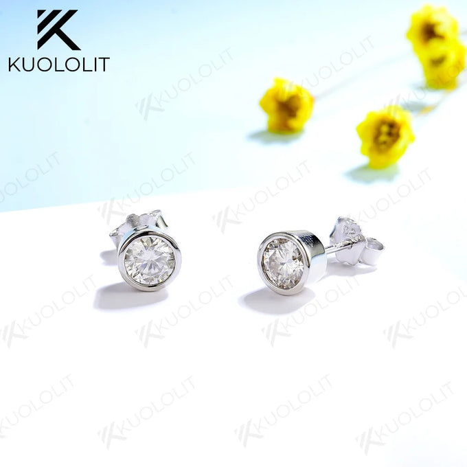 Kuololit Bezel-Set Moissanite Stud Earrings — product image