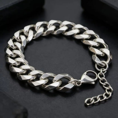 HNSP 3MM-15MM Thick 316L Stainless Steel Cuban Chain Bracelet For Men Hand Jewelry Punk Street Style Accessory PVD Electroplat