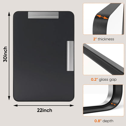 JHK Matte Metal Framed Bathroom Mirror for Wall,Vanity Rectangle Rounded Corner Tempered Glass Mirror,Clear Reflection,Modern