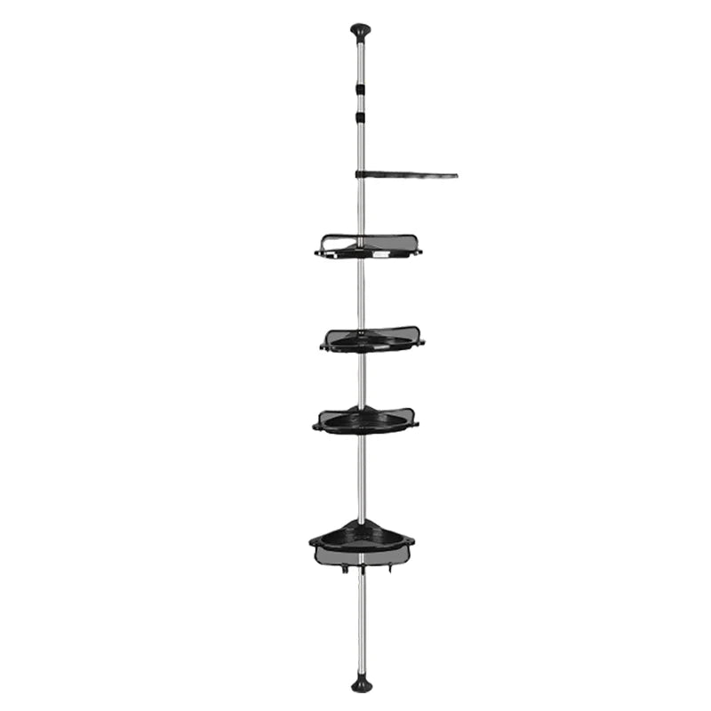 Adjustable Telescopic Shower Rack Stainless Steel Floor-to-Ceiling Bathroom Storage Rack, Rustproof & Space-Saving Organizer