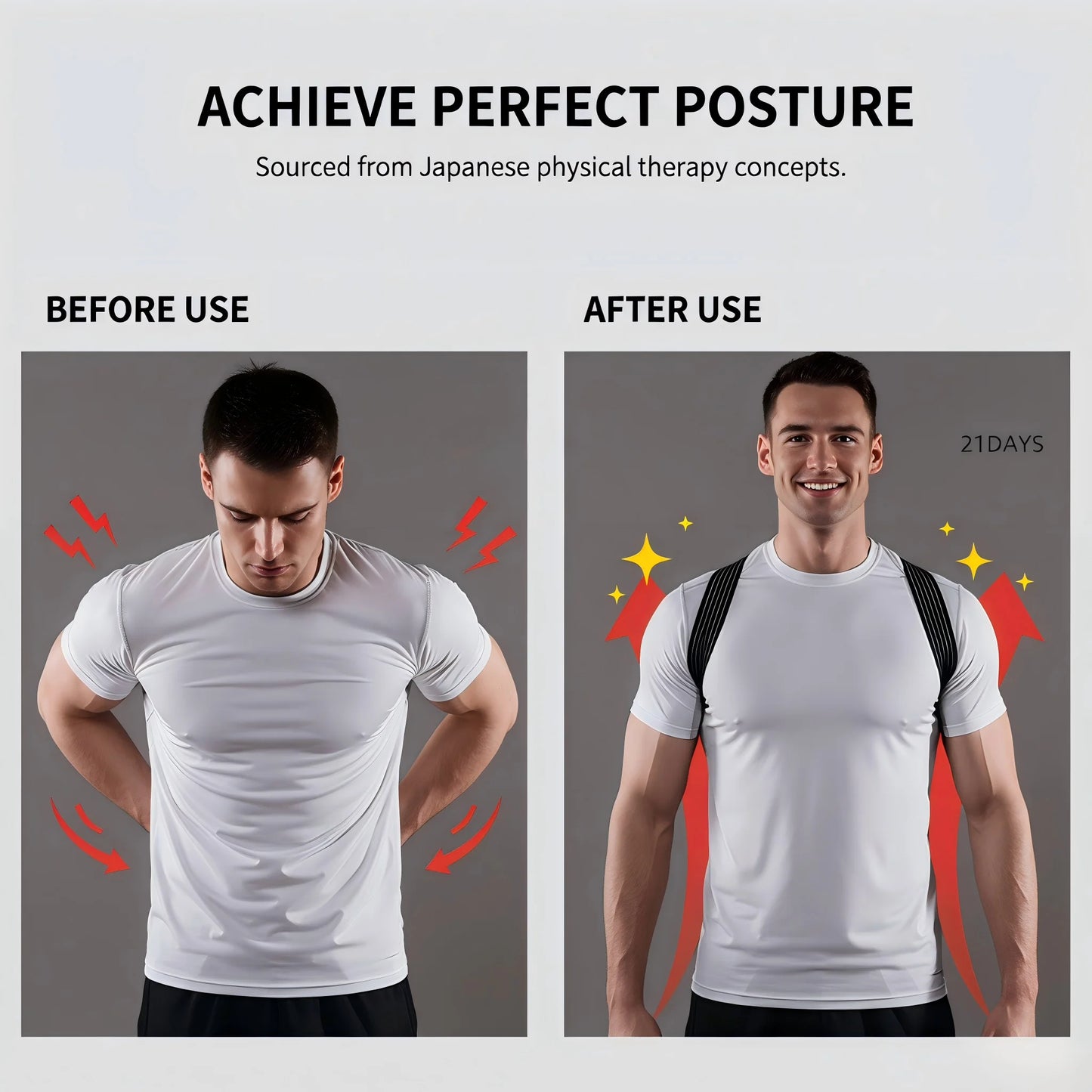 VBOSi Invisible Posture Corrector Adjustable Back Brace Breathable Shoulder Support Belt for Men Women Anti‑Hunchback Spine Pos