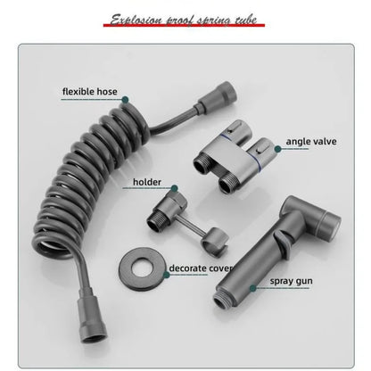 Toilet Cleaning Bidet Toilet Sprayer Set Water Portable Handheld Bidet Sprayer Shower Double Outlet Angle Valve Accessories