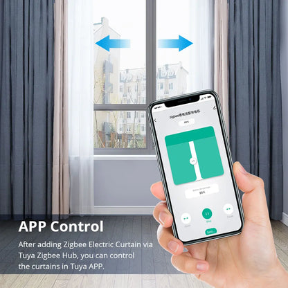 Zemismart Zigbee Rechargeable Electric Curtain Motor with Customized Slide Curtain Track Works with Tuya Alexa Google Home