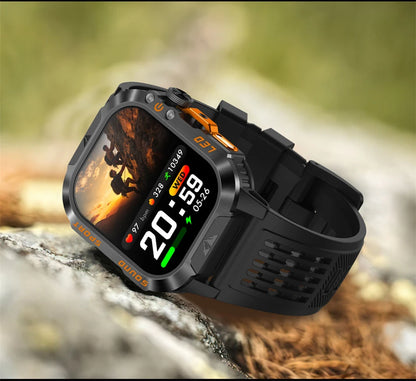 2026 New 1200 mAh Battery Military Smartwatch Men 5ATM Waterproof Fitness Tracker Health Heart Rate Smart Watch For iOS Android